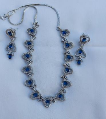 Imported silver and blue zircon set