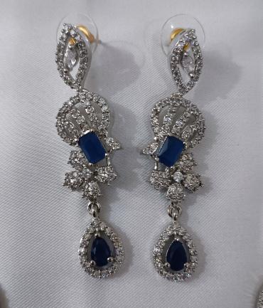Imported silver and blue zircon set