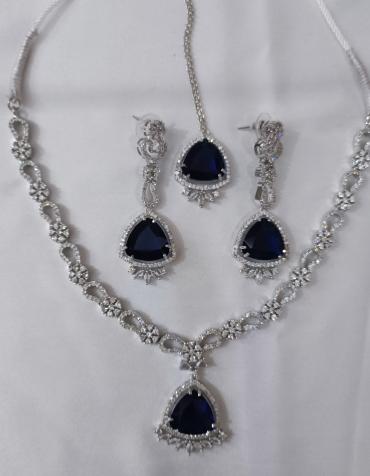 Imported silver and blue zircon set