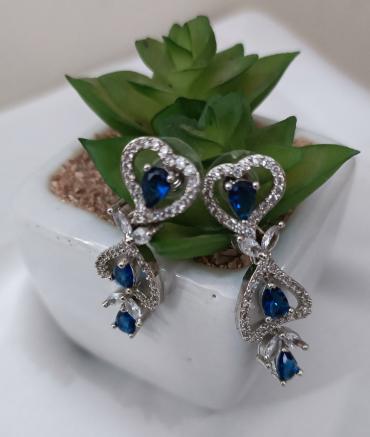 Imported silver and blue zircon set