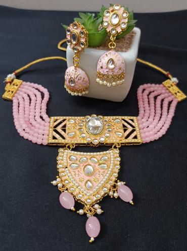 Indian light pink choker set