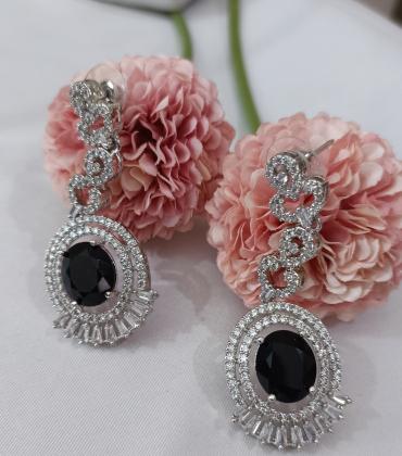 Imported silver and black zircon bindhi set