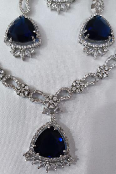Imported silver and blue zircon set