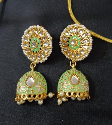 Indian light green and pink choker set