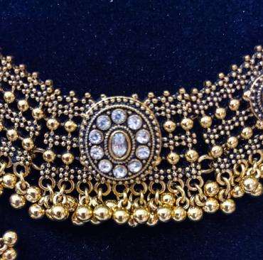 Indian brass set with silver stones