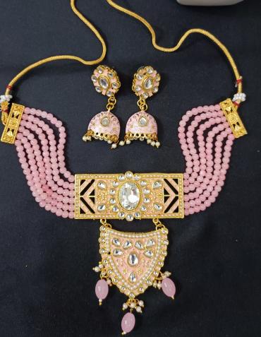 Indian light pink choker set