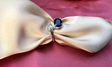 Silver Ring with blue pearl