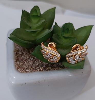 Gold plated duck studs with silver diamonds