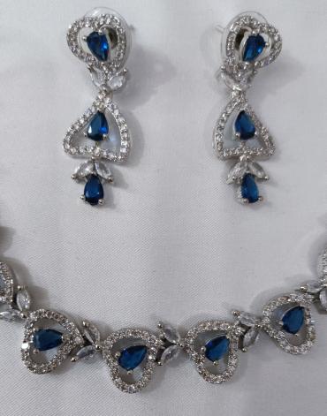 Imported silver and blue zircon set