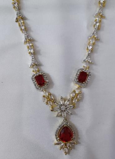 Imported silver and ruby red zircon set