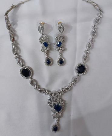 Imported silver and blue zircon set