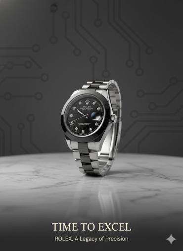 Men's Stylish Watch Rolex Cosmic Black Diamond-Cut Timepiece: Legacy Steel Collection